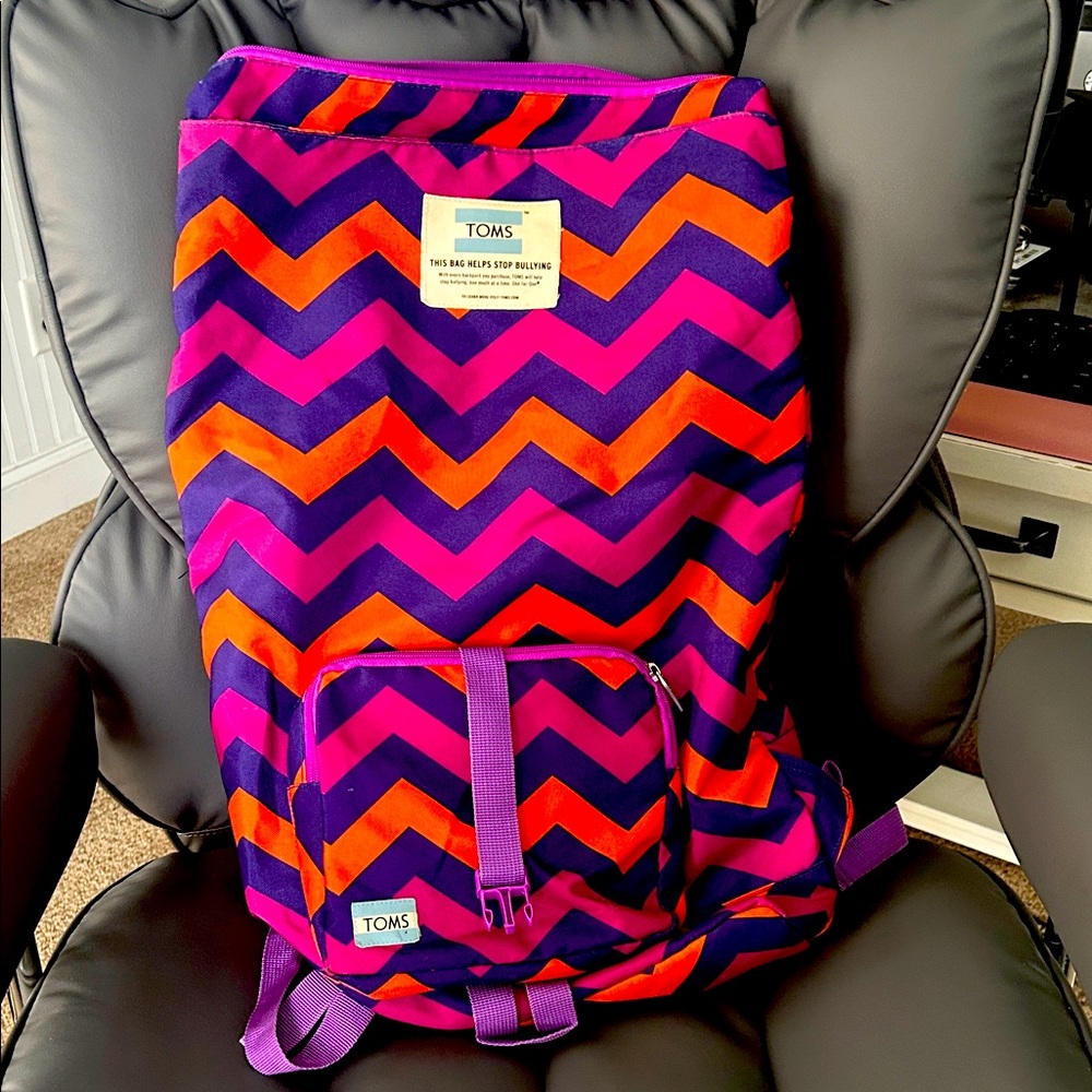 TOMS Zigzag Backpack in Pink and Orange